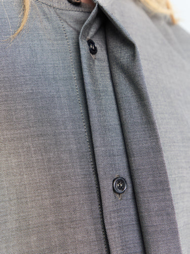 Studio Nicholson - Grandad Collar Shirt in Warm Grey