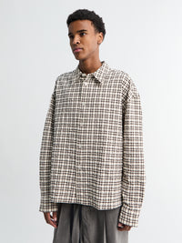 Studio Nicholson - Long Sleeve Shirt in Canvas Black Check