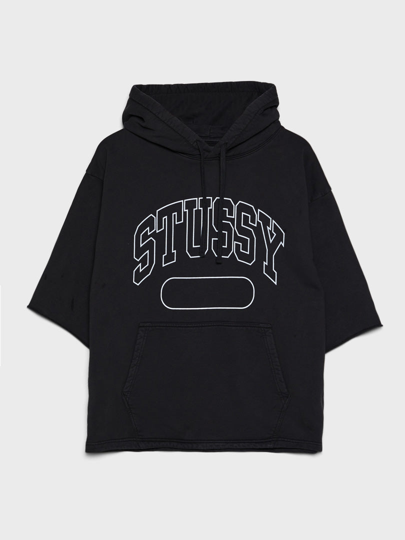 Stüssy - Short Sleeved Boxy Hoodie in Black