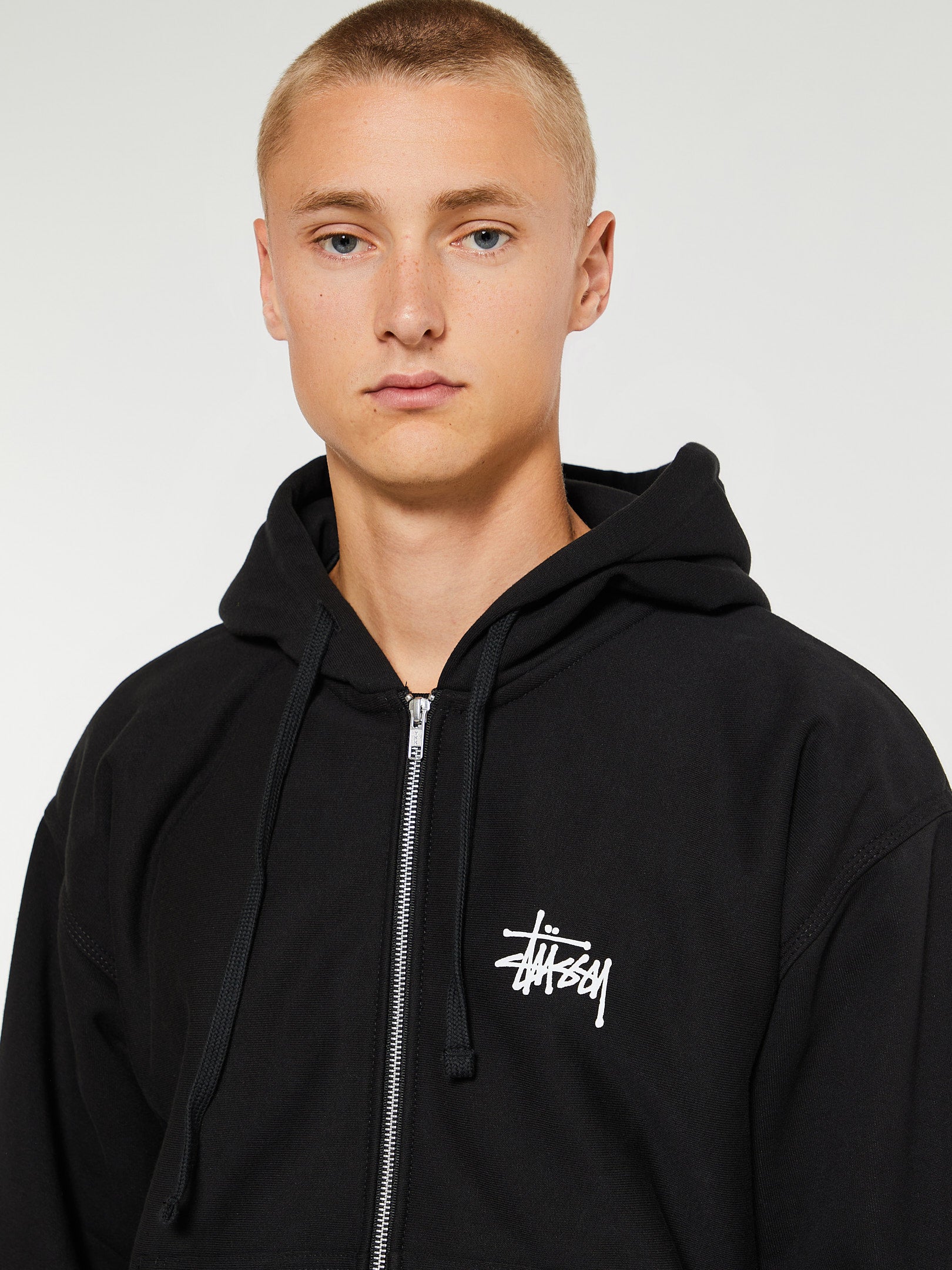 Stüssy - Basic Stüssy Zip Hoodie in Black – stoy