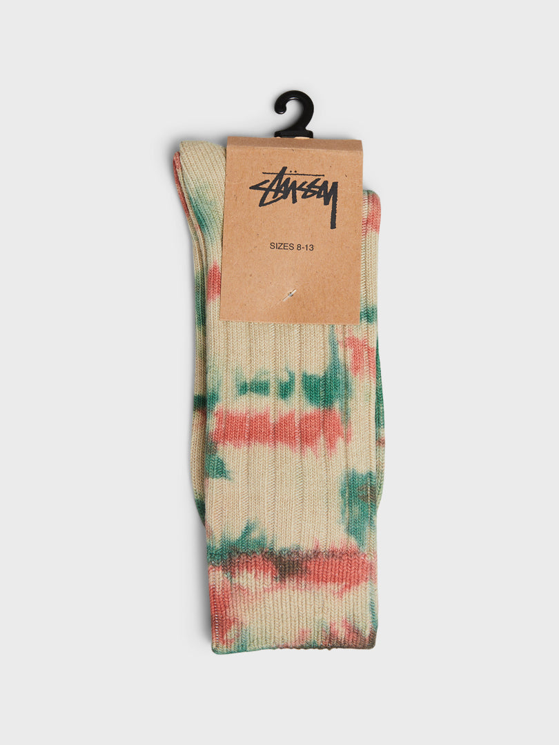 Stüssy - Multi Dyed Ribbed Socks in Clay and Forest