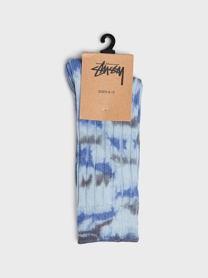 stussy - Multi Dyed Ribbed Socks in Steel and Blue