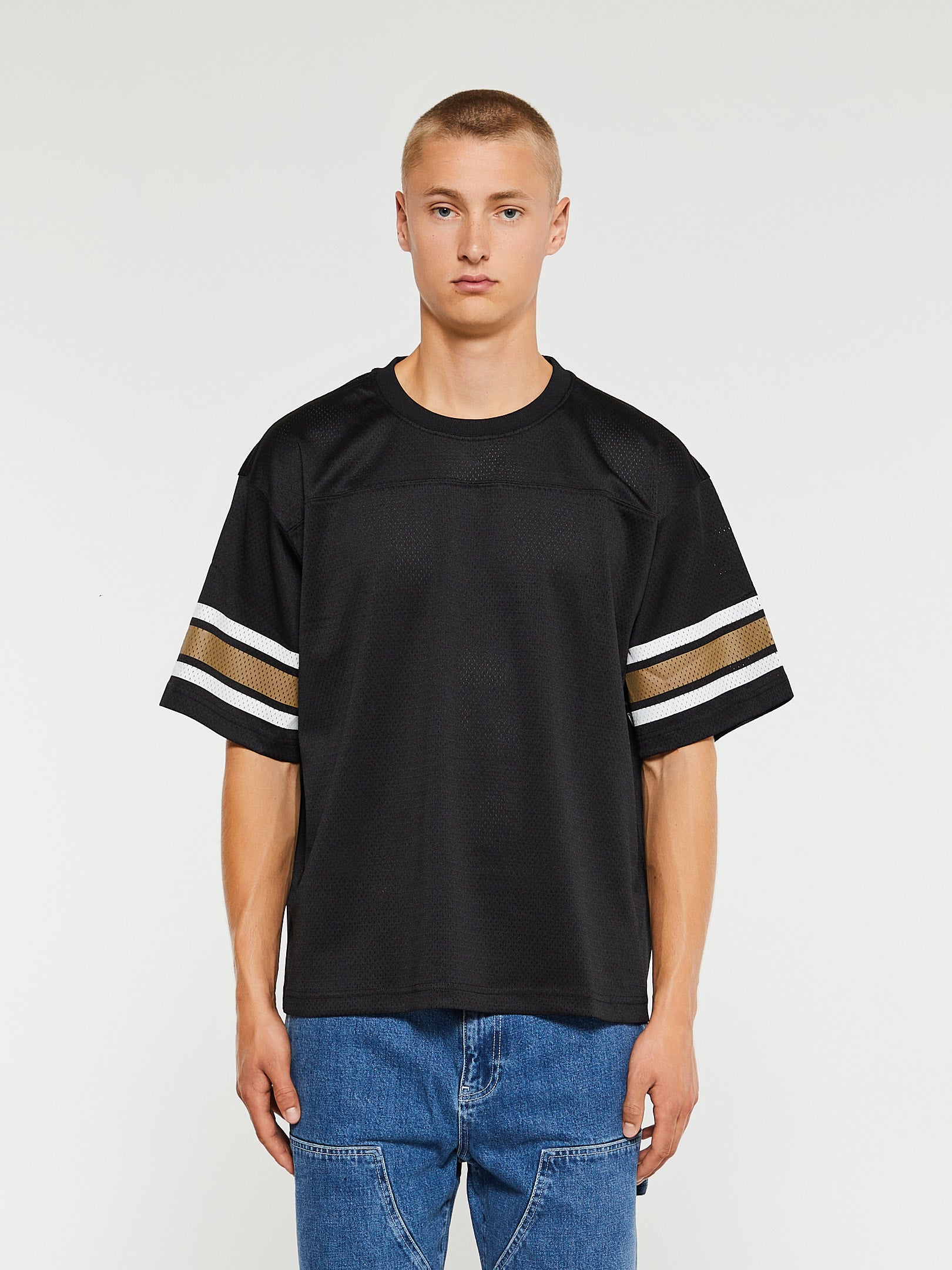 stüssy - Surman Mesh Football Jersey T-Shirt in Black