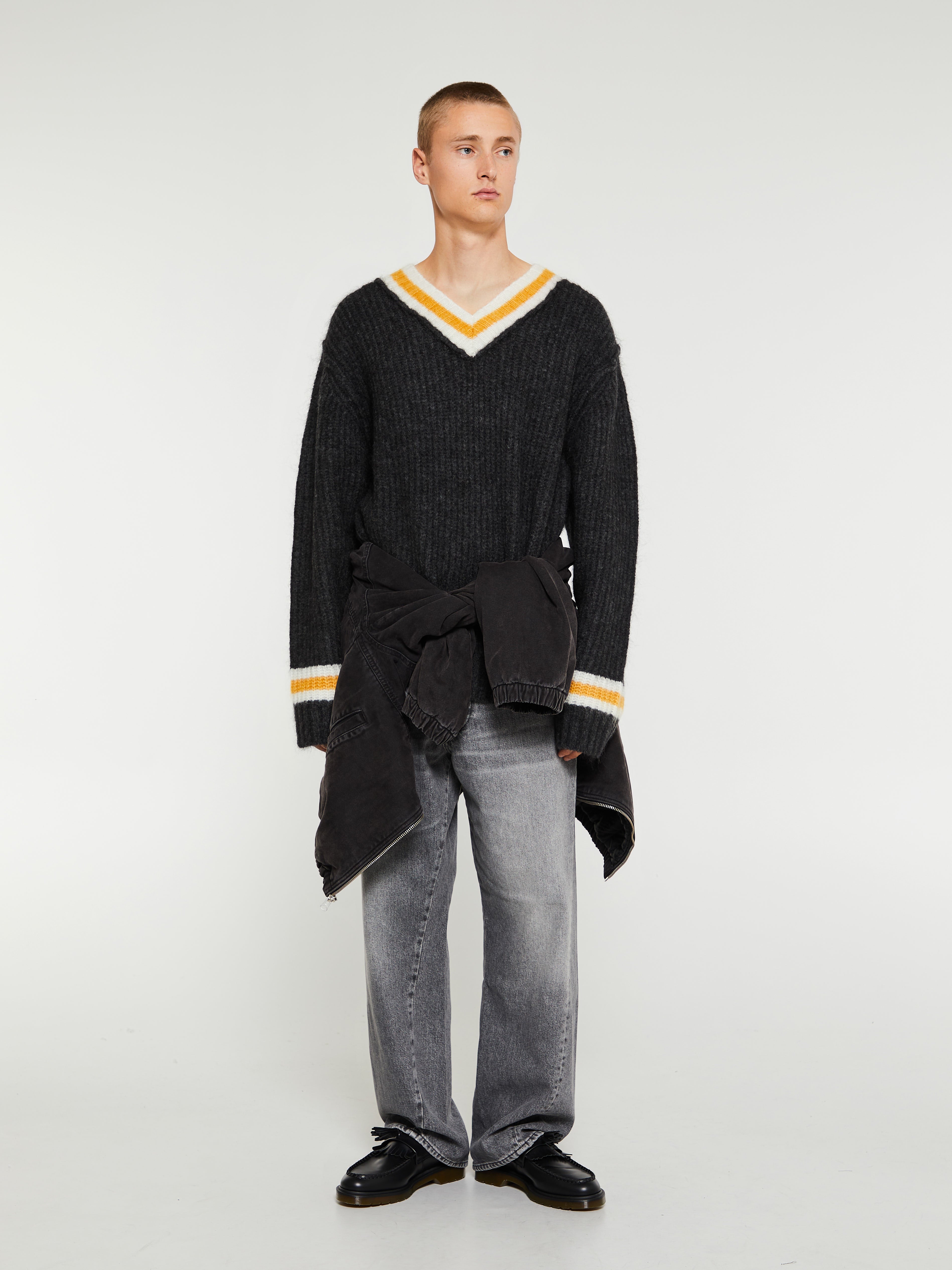 Mohair Tennis Sweater in Charcoal