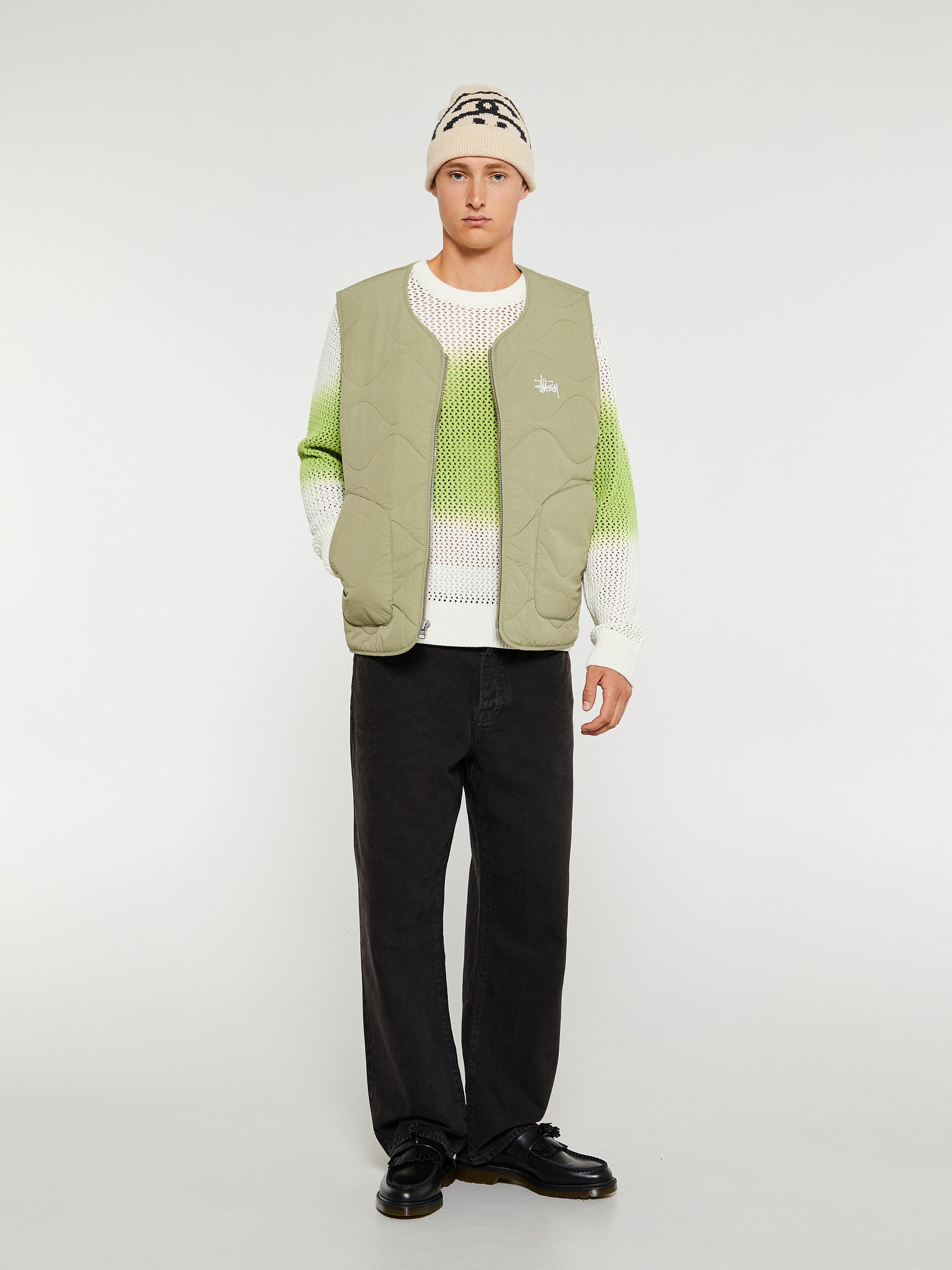 Pigment Dyed Loose Gauge Sweater in Bright Green