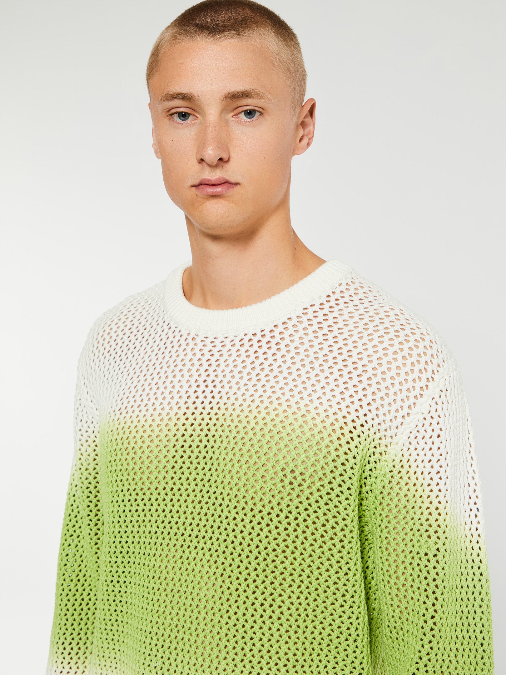 Pigment Dyed Loose Gauge Sweater in Bright Green