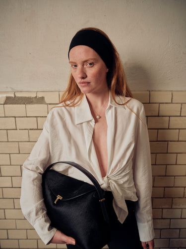 TOTEME - T-Lock Top Handle Bag in Black Pony Hair
