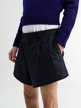 Sunflower - Wide Pleated Shorts in Navy Stripe