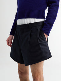 Sunflower - Wide Pleated Shorts in Navy Stripe