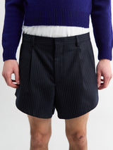 Sunflower - Wide Pleated Shorts in Navy Stripe