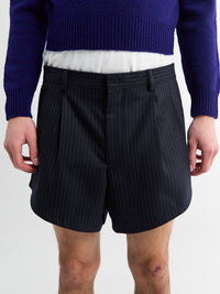 Sunflower - Wide Pleated Shorts in Navy Stripe