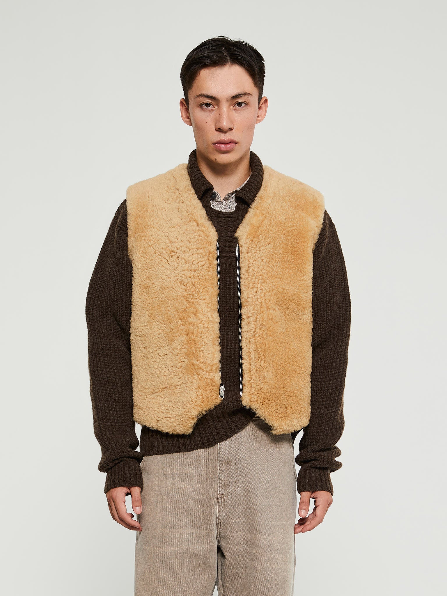 Sunflower - Shearling Vest in Beige