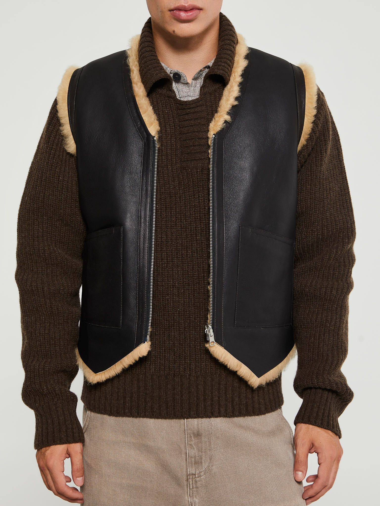 Sunflower - Shearling Vest in Beige