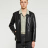 Sunflower - Short Leather Blazer in Black