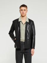 Sunflower - Short Leather Blazer in Black