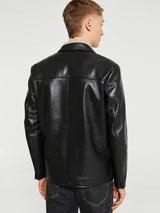 Sunflower - Short Leather Blazer in Black