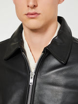 Sunflower - Short Leather Jacket in Black Shine