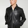 Sunflower - Short Leather Jacket in Black Shine