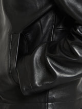 Sunflower - Short Leather Jacket in Black Shine