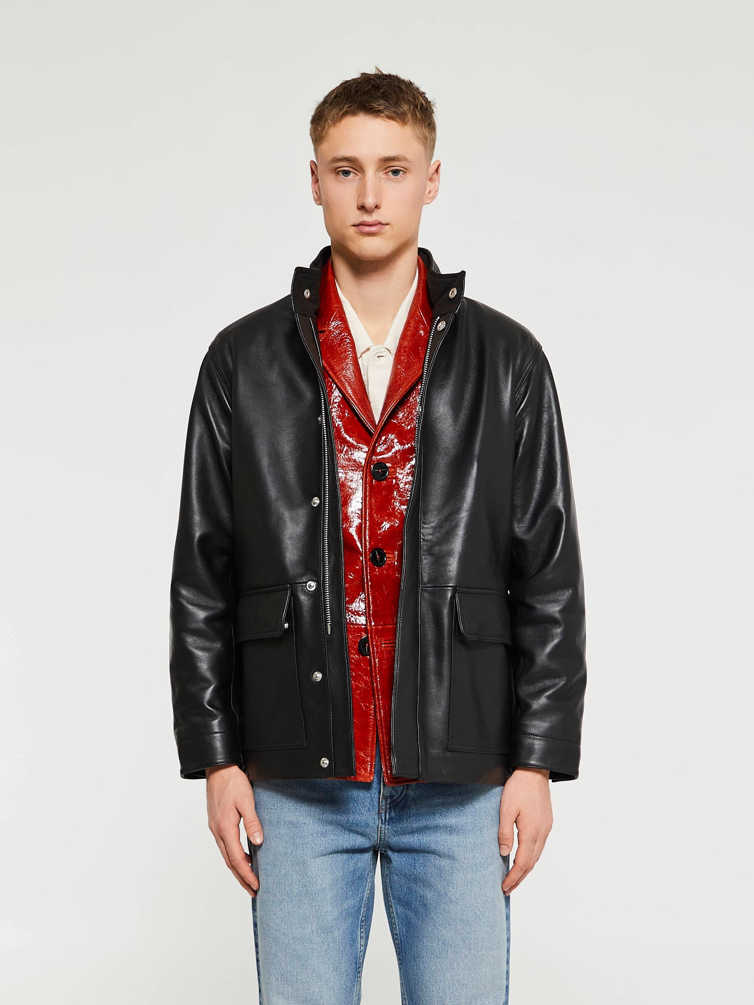 Sunflower - Fatigue Leather Jacket in Black