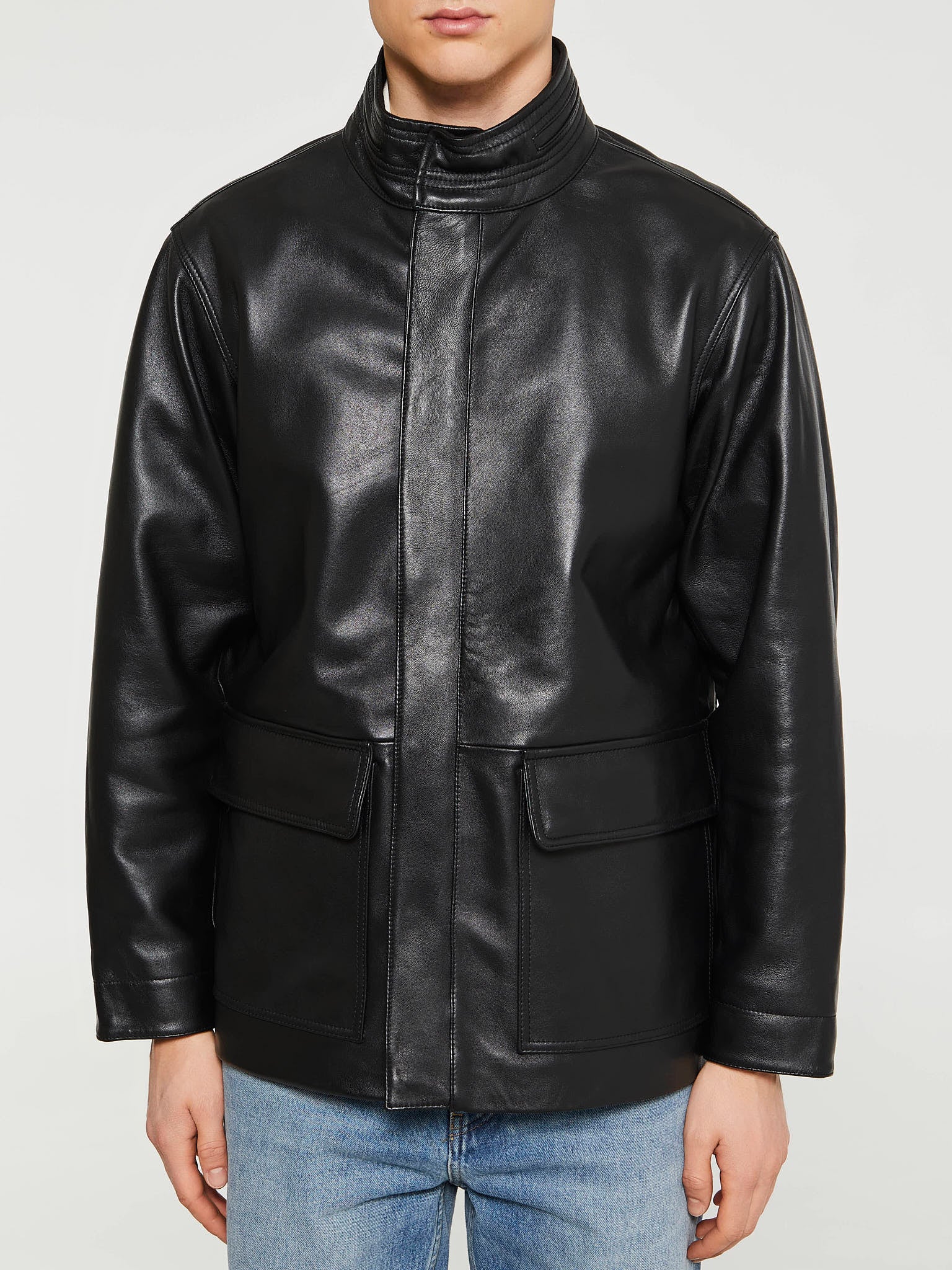 Sunflower - Fatigue Leather Jacket in Black