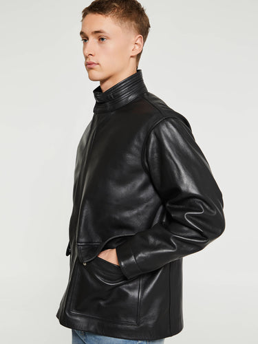 Sunflower - Fatigue Leather Jacket in Black
