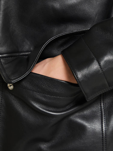Sunflower - Fatigue Leather Jacket in Black