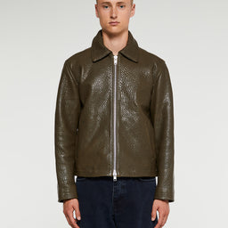 Short Leather Jacket in Green