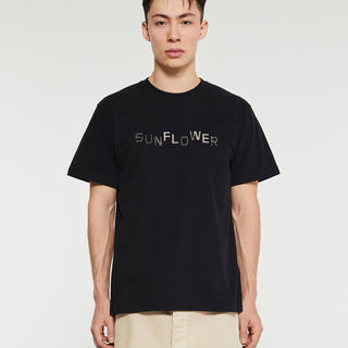 Sunflower - Easy Overdyed Logo T-Shirt in Black