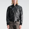 Sunflower - Leather Flight Jacket in Black
