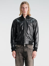 Sunflower - Leather Flight Jacket in Black