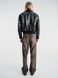 Sunflower - Leather Flight Jacket in Black
