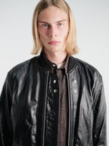 Sunflower - Leather Flight Jacket in Black