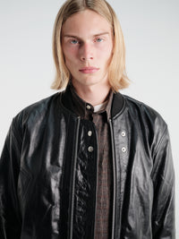 Sunflower - Leather Flight Jacket in Black