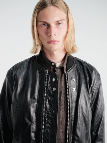 Sunflower - Leather Flight Jacket in Black
