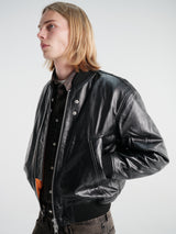 Sunflower - Leather Flight Jacket in Black