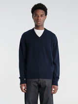 Sunflower - Moon Merino V Neck in Navy