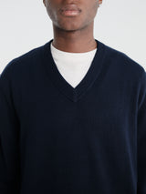 Sunflower - Moon Merino V Neck in Navy