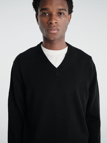 Sunflower - Moon Merino V-Neck Knit in Black