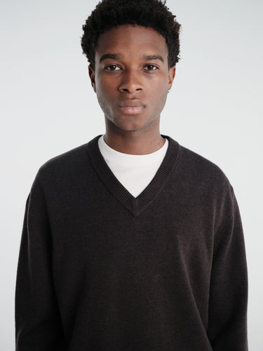 Sunflower - Moon Merino V-Neck Knit in Brown