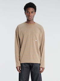Sunflower - Stripe Longsleeved Pocket Tee in Brown