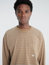 Sunflower - Stripe Ls Pocket Tee in Brown