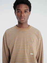 Sunflower - Stripe Longsleeved Pocket Tee in Brown
