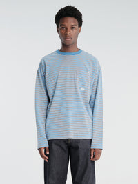 Sunflower - Stripe Longsleeved Pocket Tee in Blue