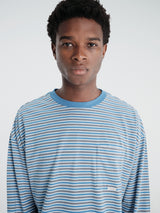 Sunflower - Stripe Ls Pocket Tee in Blue