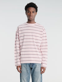 Sunflower - Stripe Longsleeved Pocket Tee in Pink