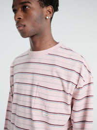 Sunflower - Stripe Longsleeved Pocket Tee in Pink