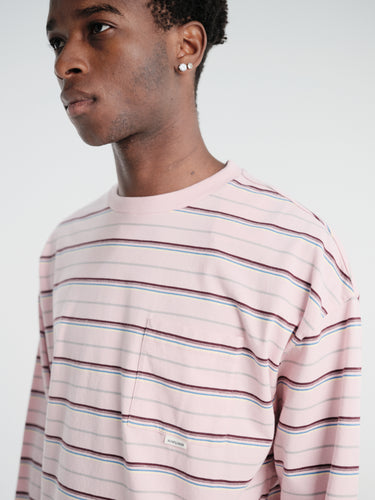 Sunflower - Stripe Ls Pocket Tee in Pink