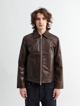 Sunflower - Short Leather Jacket in Brown