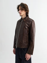 Sunflower - Short Leather Jacket in Brown